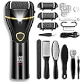 Callus Remover for Feet, Electric Foot Callus Remover Waterproof with 3 Rollers 2 Speed Battery Display,17 in1 Rechargeable Foot File Pedicure Kits for Dead Hard Cracked Dry Skin