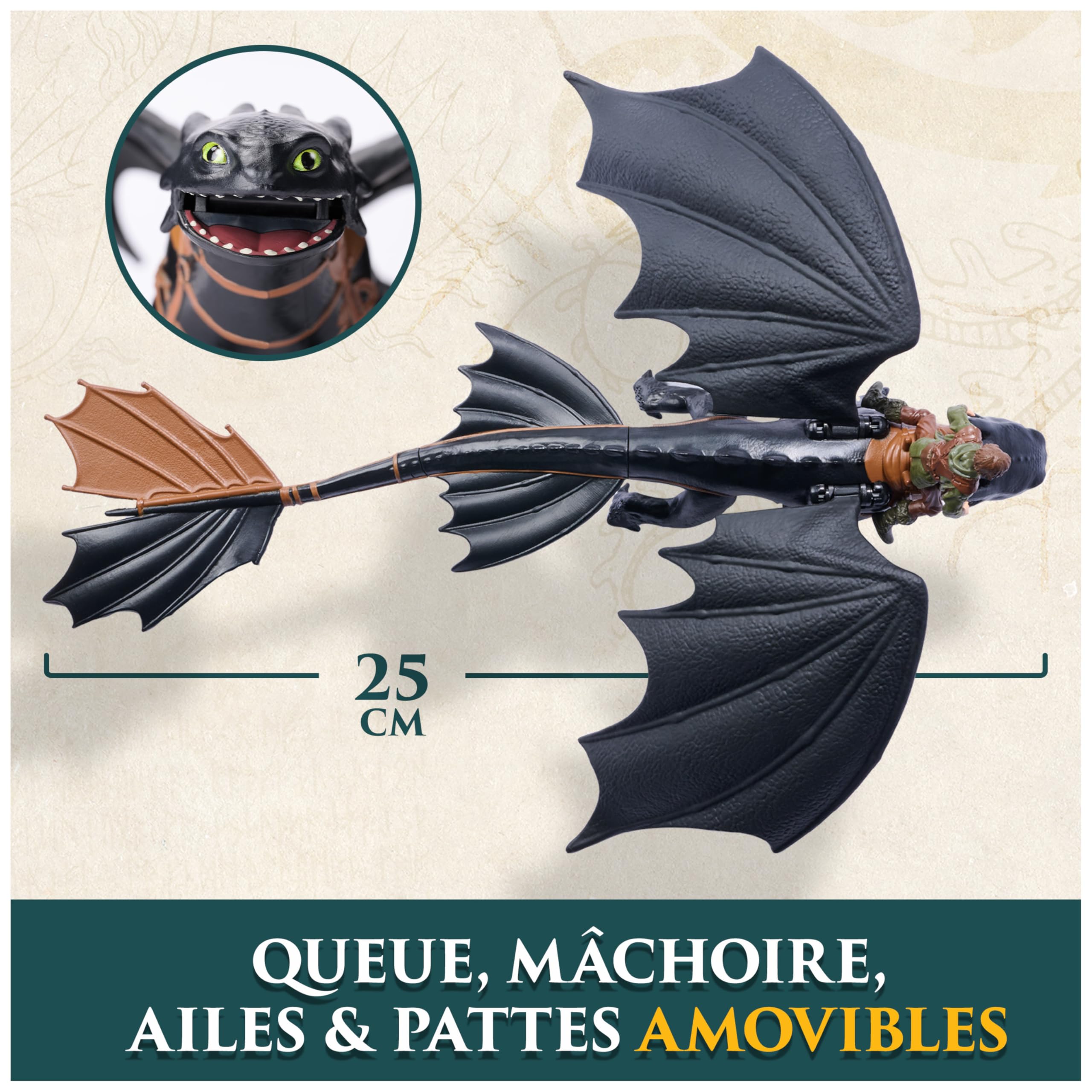 Dreamworks Dragons - Figurine Dragon Krokmou + Viking Harold - Figurine Articulée Krokmou 25 Cm Et Son Dresseur 10 Cm - Cadeau Enfant - Jouet Enfant 4 Ans Et + Inspiré Du Film How To Train Your Dragon