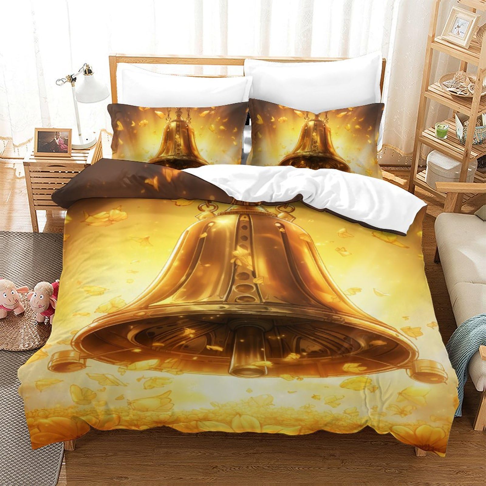 Housse de couette 140x200 Bell microfibre avec zip pour un lit d'ado facile à faire