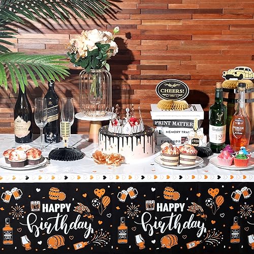 Miniatura 7 de Mantel de 3 piezas de whisky para cumpleaños, diseño de whisky, feliz cumpleaños, mantel de cerveza, decoración de fiesta para hombres, fiestas