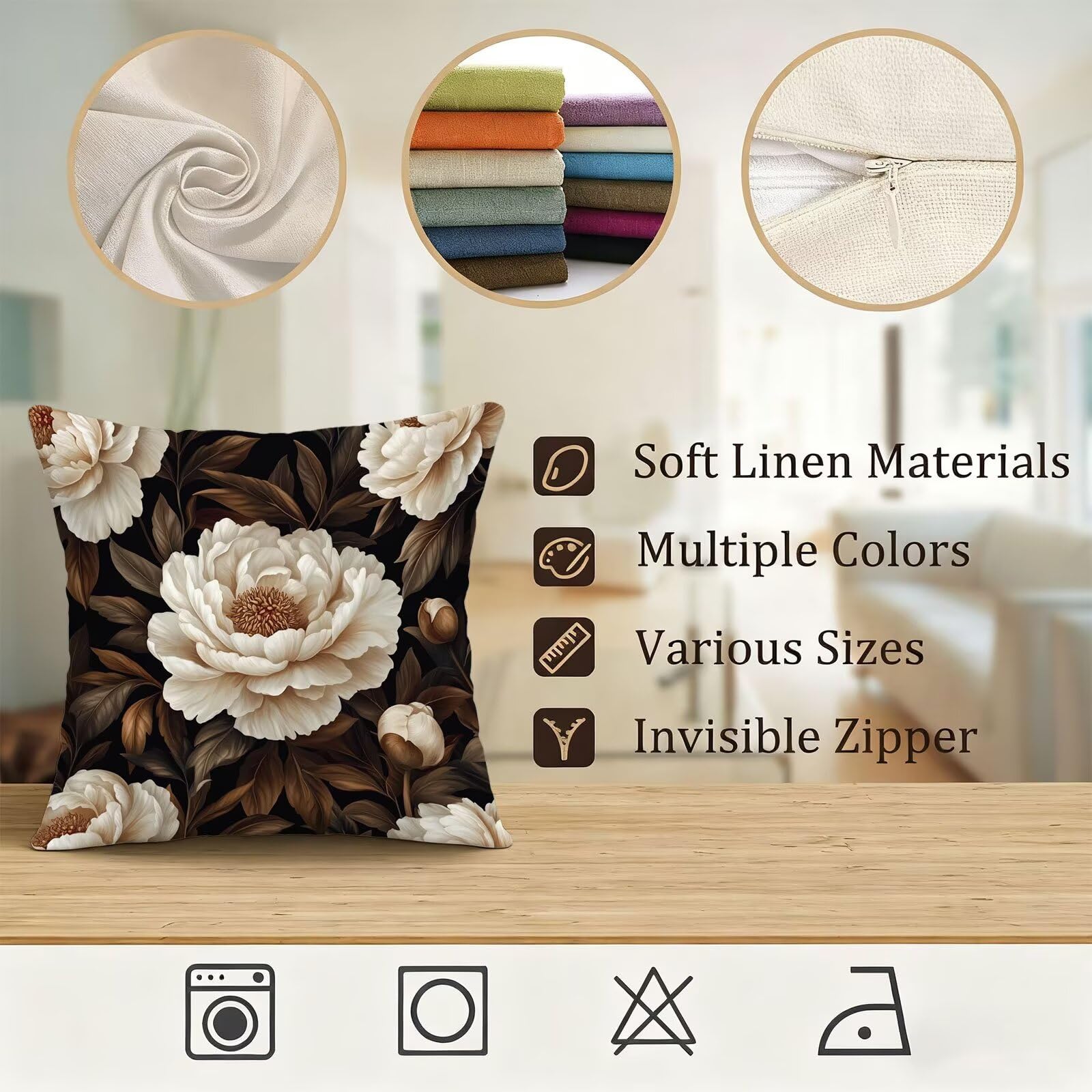 Beige Funda Cojin 60x60 Flor Funda Almohada 60x60 Cojines Sofa Súper Suave Fundas Cojines Decorativos Fundas Almohadas 4 Piezas Almohada Cervicales y Cuello, para Hogar Cama Salon Decoracion E - 731