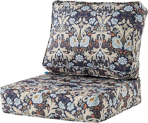 Miniatura 2 de ARTPLAN Deep Seat - Cojines para sillas de patio al aire libre, juego de 2 cojines de asiento y respaldo, 24 x 24 x 6 pulgadas y 18 x 24 pulgadas,