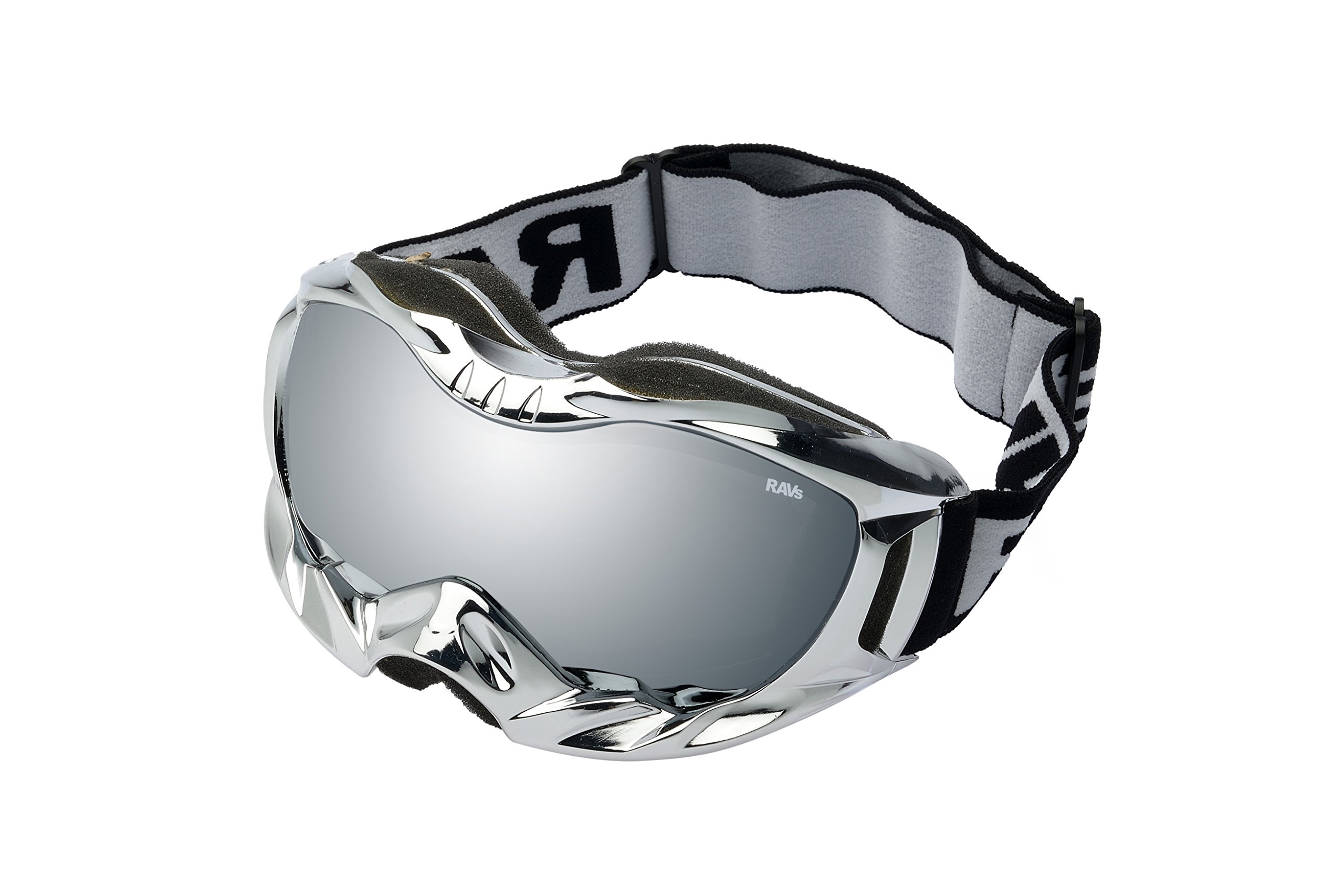 Casque de ski et snowboard RAVS avec visière chrome argent