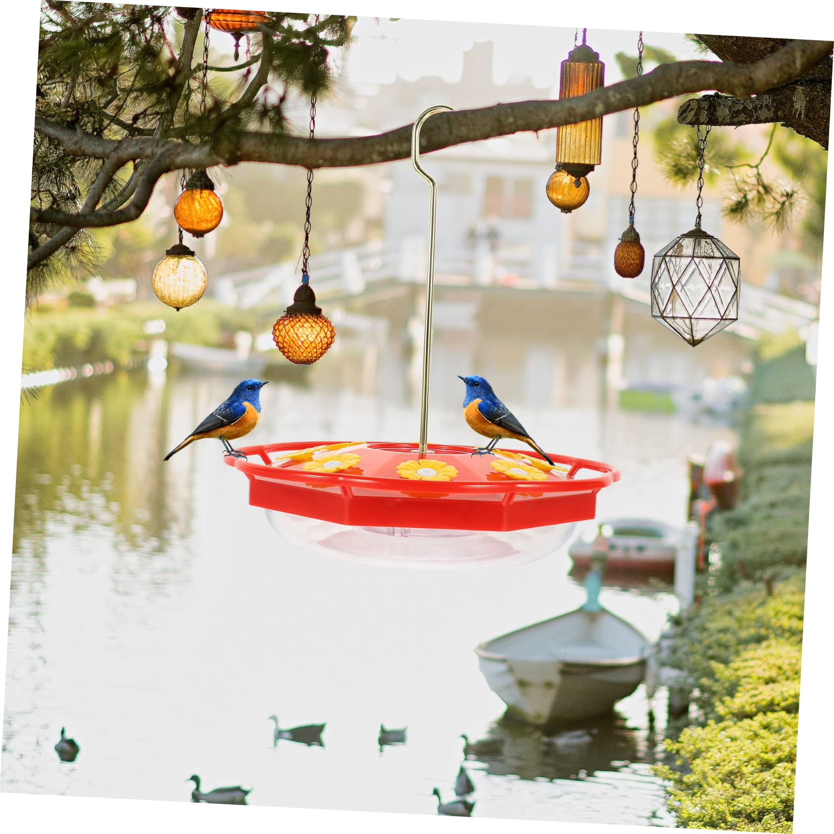 Yardwe 5 Pz Mangiatoia Per Uccelli Rintocchi Colibrì Vassoio Di Servizio Decorativo Distributore Stazione Di Alimentazione Degli Uccelli Contenitore Per L'acqua Fontana Plastica Rosso