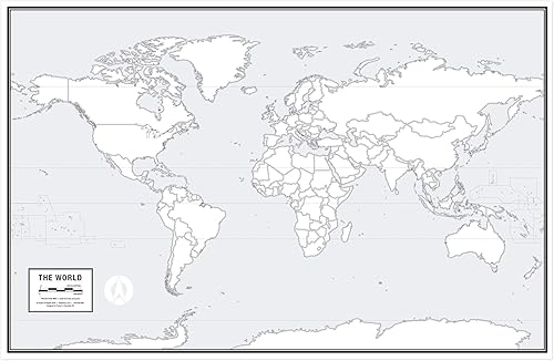 Miniatura 1 de Póster grande de mapa del mundo en blanco, laminado, 36 x 24 pulgadas, gran mapa de pared en blanco para aula o estudio en casa, marcador de borrado
