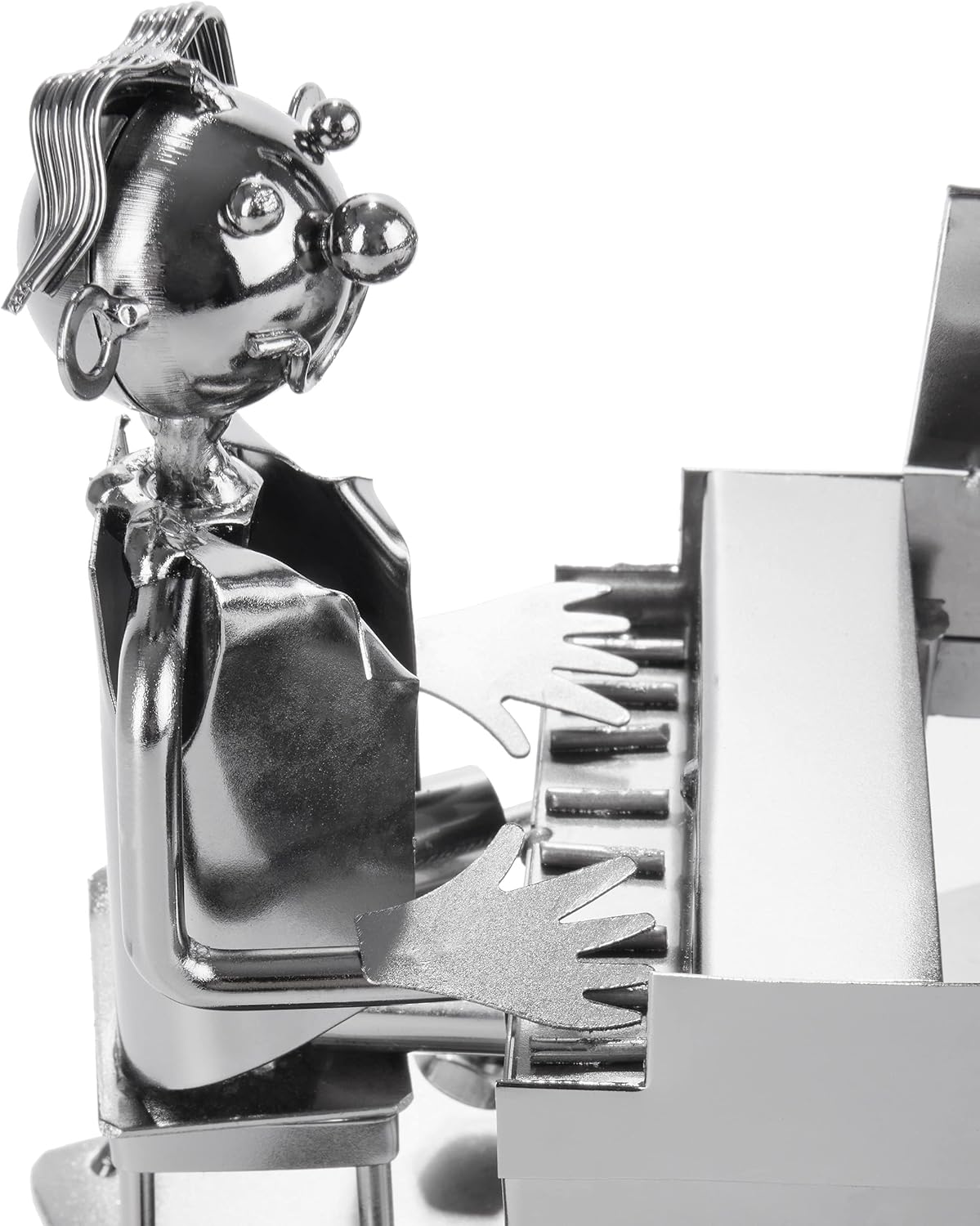 BRUBAKER Wine Bottle Holder 'Piano' - Table Top Metal Sculpture - with Greeting Card