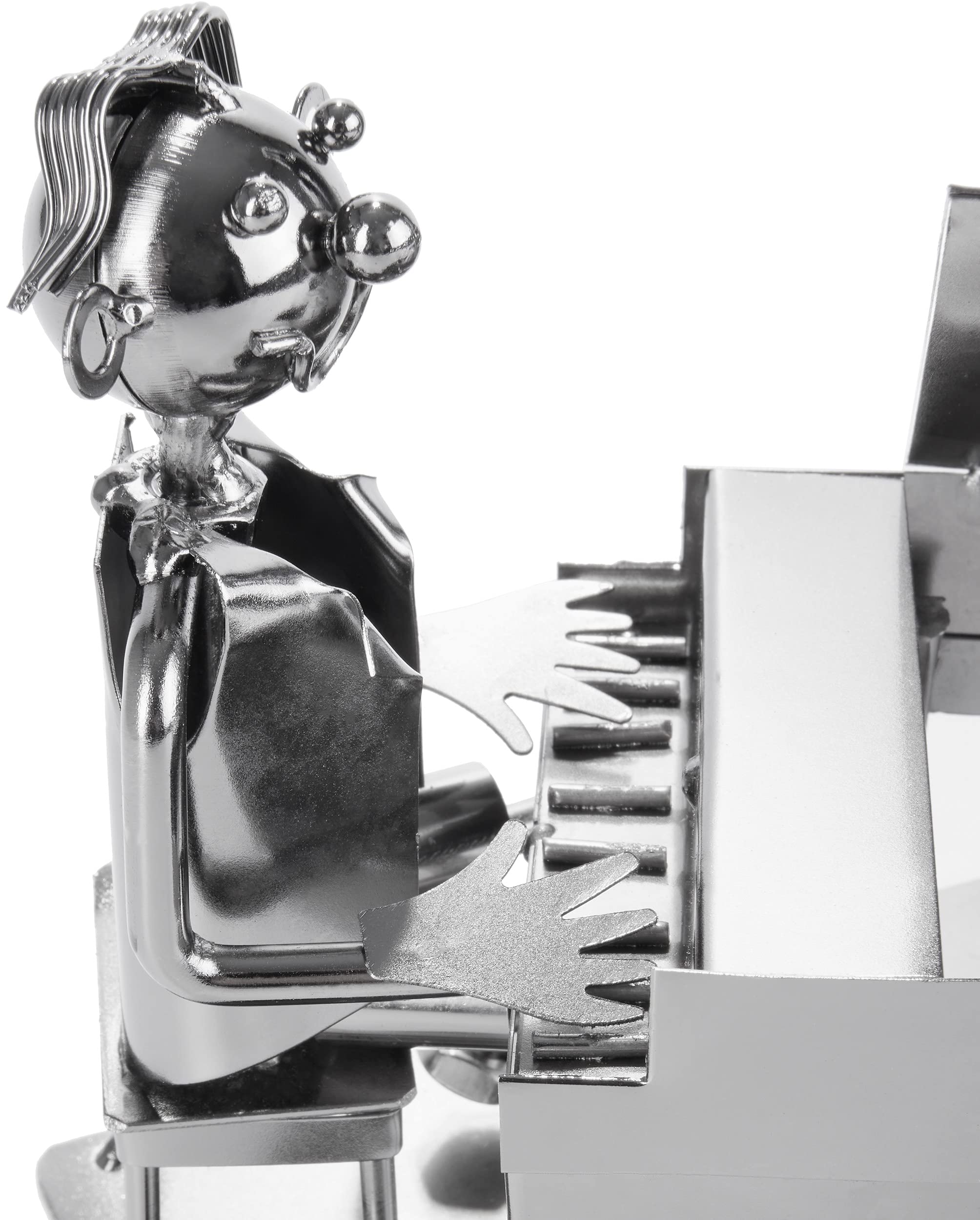 BRUBAKER Portabottiglia da Vino dal Raffinato Design Pianista con Pianoforte - Portabottiglie per Vino in Metallo con Biglietto di Auguri