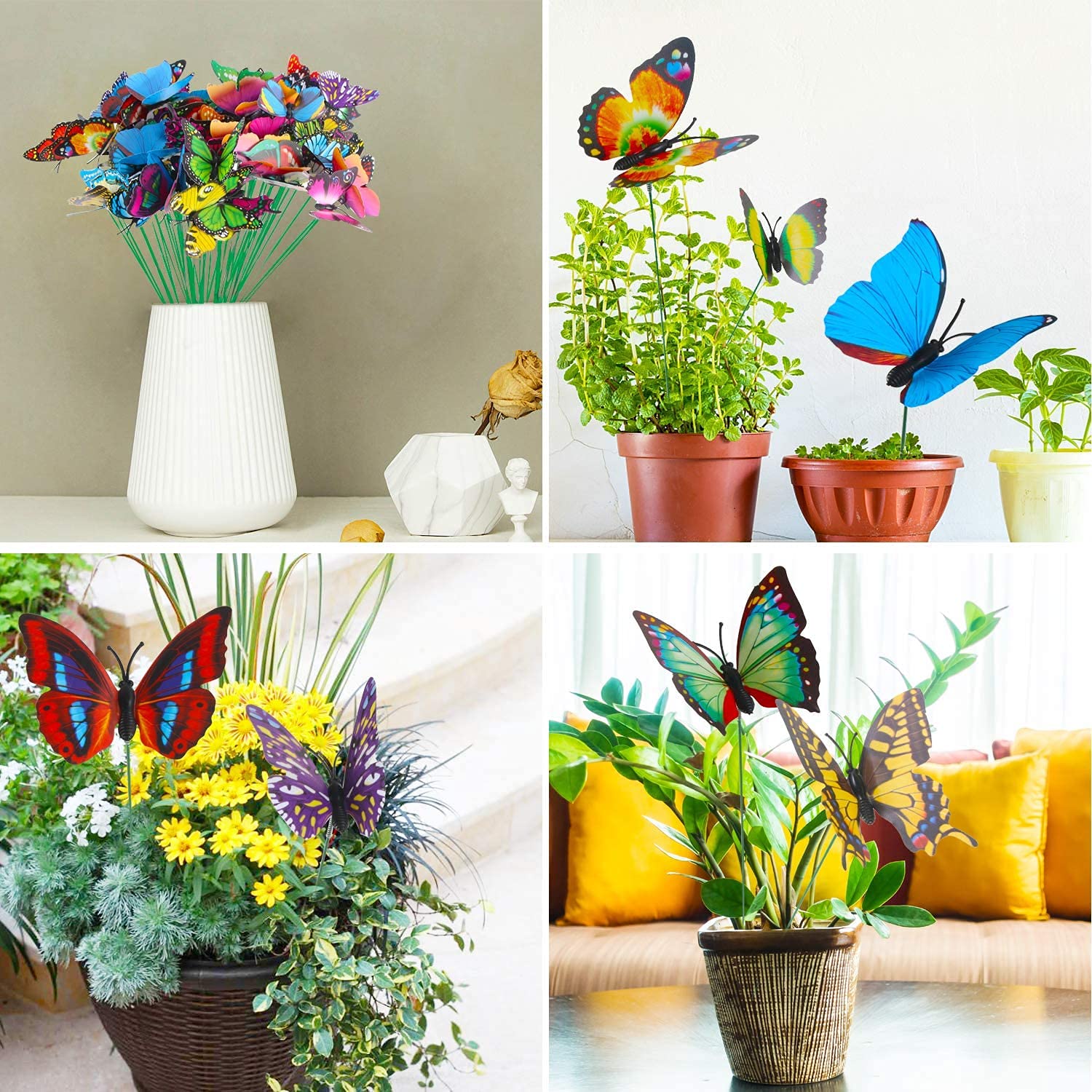 150 Pali Decorazione Farfalla Impermeabile 3D Giardino Farfalla Ornamenti per Interni/Esterni Natale Yard Decor