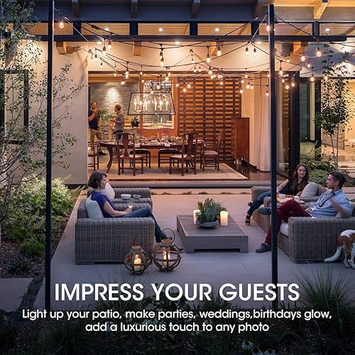 Miniatura 7 de Paquete de 15 bombillas LED S14 de repuesto, Meconard, irrompibles, impermeables, de 2 W, para exteriores, base mediana E26, 2200 K, blanco cálido,