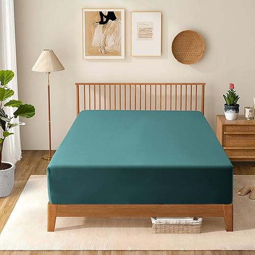 Miniatura 5 de Manyshofu Sábana bajera de bolsillo extra profundo tamaño King  Sábana bajera ajustable de 1800 hilos de profundidad para hotel de hasta 24