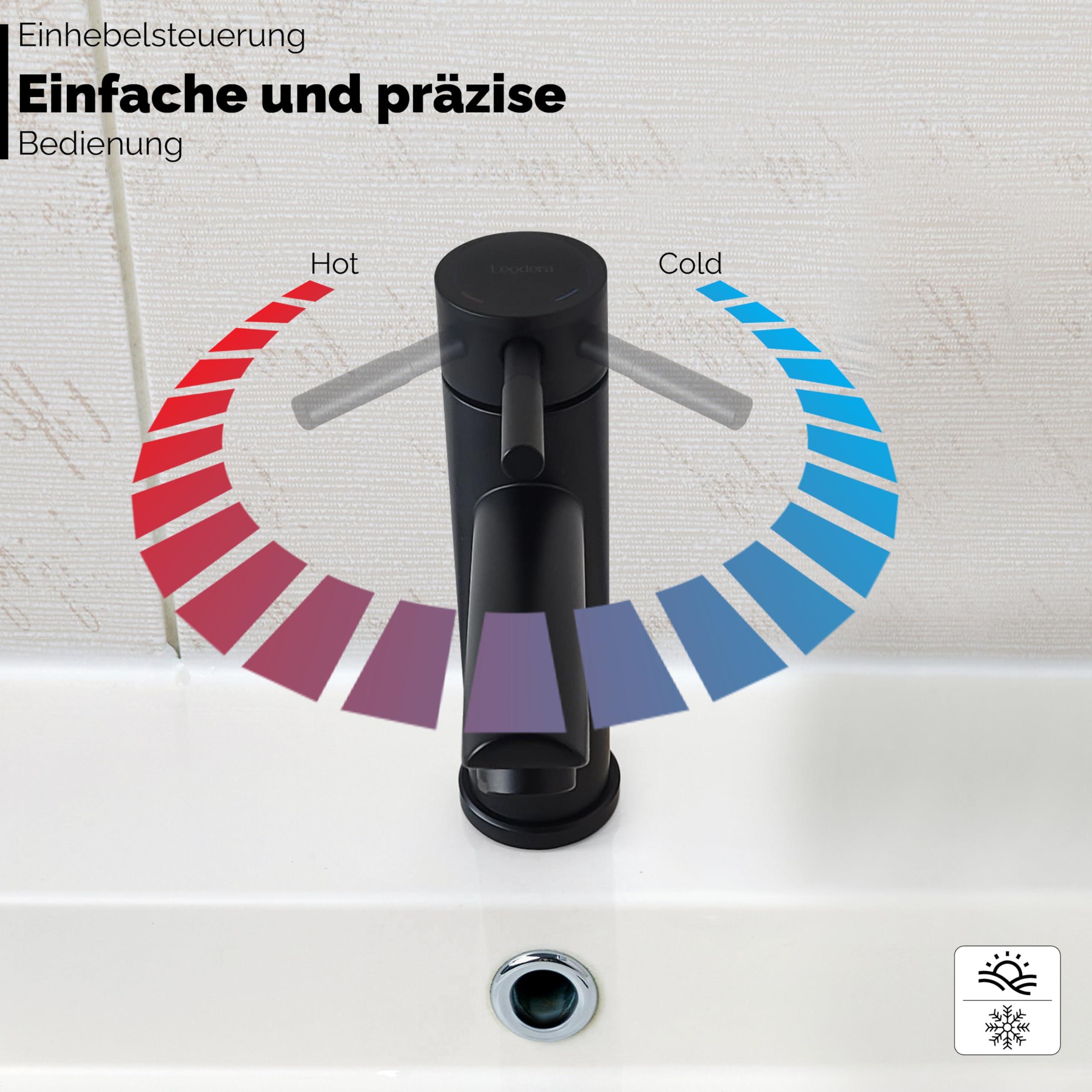 Wasserhahn Bad Schwarz Edelstahl - inkl. Befestigung und Schläuche, Waschbecken Bad-Armatur Waschtischarmatur Badezimmer Bathroom Waschtisch Wascharmatur Wasserarmatur Einhandmischer