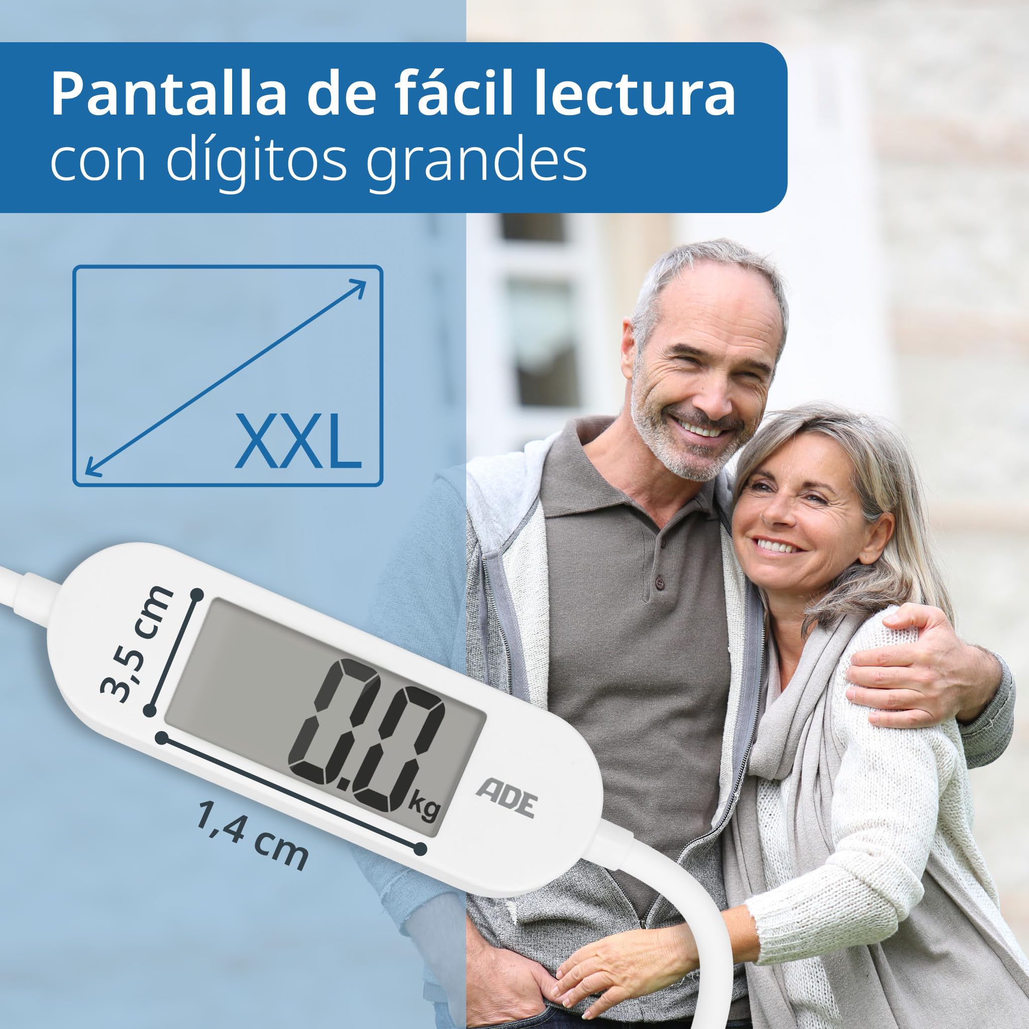 ADE Báscula de viaje plegable | Báscula digital con capacidad de carga de 180 kg en incrementos de 100 g | Báscula de cuerpo precisa con pantalla LCD