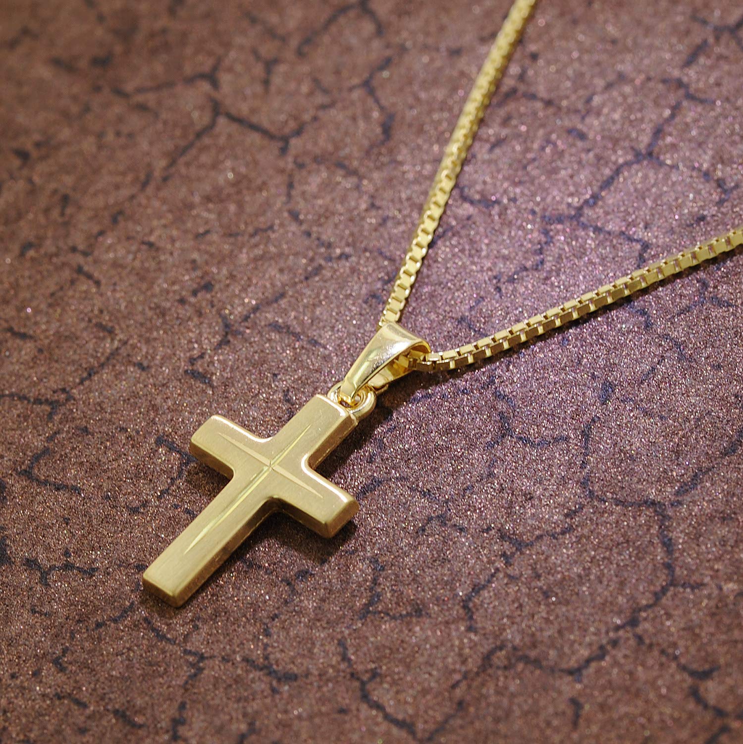 trendor Kreuz-Anhänger für Kinder Gold 333 + goldplattierte Silberkette