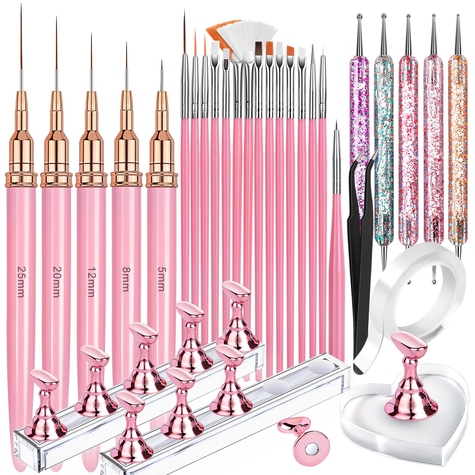 FANDAMEI Nail Art Tools, Nail Design Tools, Nail Art Brushes, Nail Stand
