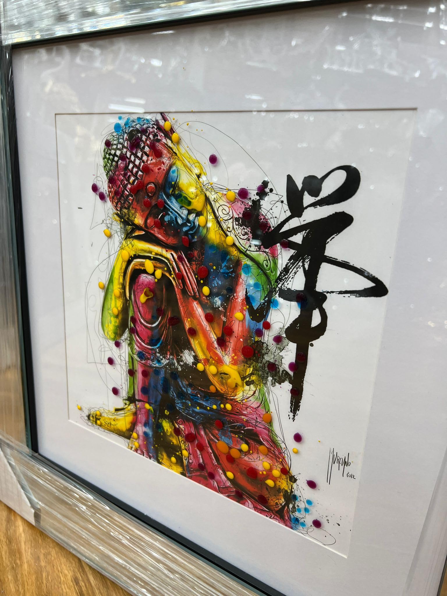 Biznest MODERN LIQUID GLITTER WALL ART WITH MIRRORED EDGES Extra Large Size 55X55Cm (Biz1054)
