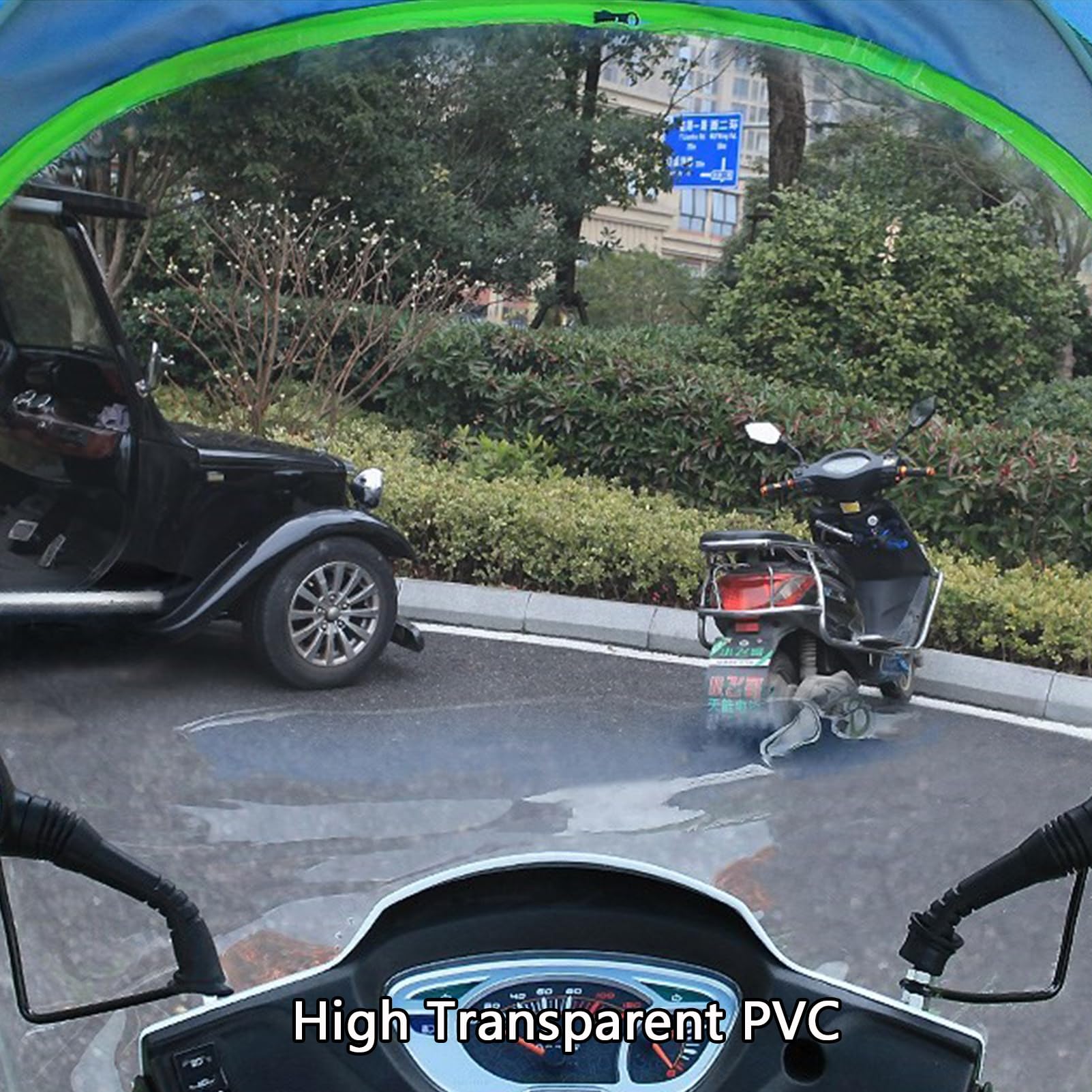 Całkowicie zabudowana osłona przeciwdeszczowa motocykla - Markiza z baldachimem Uniwersalna - Osłona przeciwwiatrowa Universa Samochód elektryczny Zapobiega parasolowi (kolor: fioletowy)