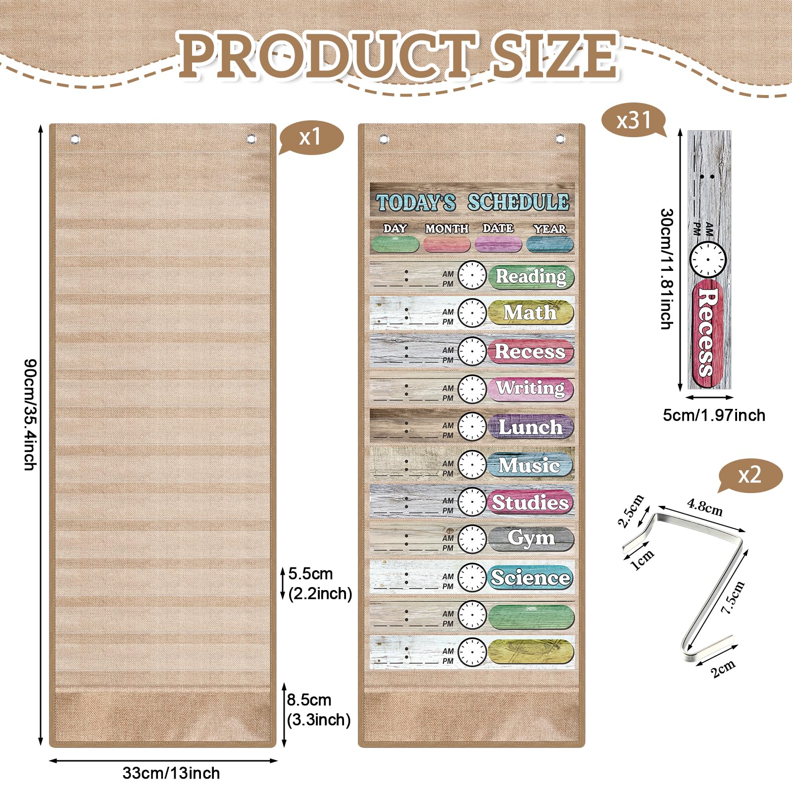 Visual Scheduling Board Pasimy Daily Schedule Pocket Chart - 15+1 Pockets  With 31 Cards \u0026 Magnetic Pens For Classroom/Home Magnetic Erasable Pen  Organization, image size:1600x1600