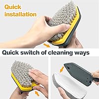 Vista 4 de Cepillo de ducha con mango largo para limpieza, cepillo de ducha extensible 3 en 1 de 56 pulgadas, accesorio intercambiable para limpiar la pared