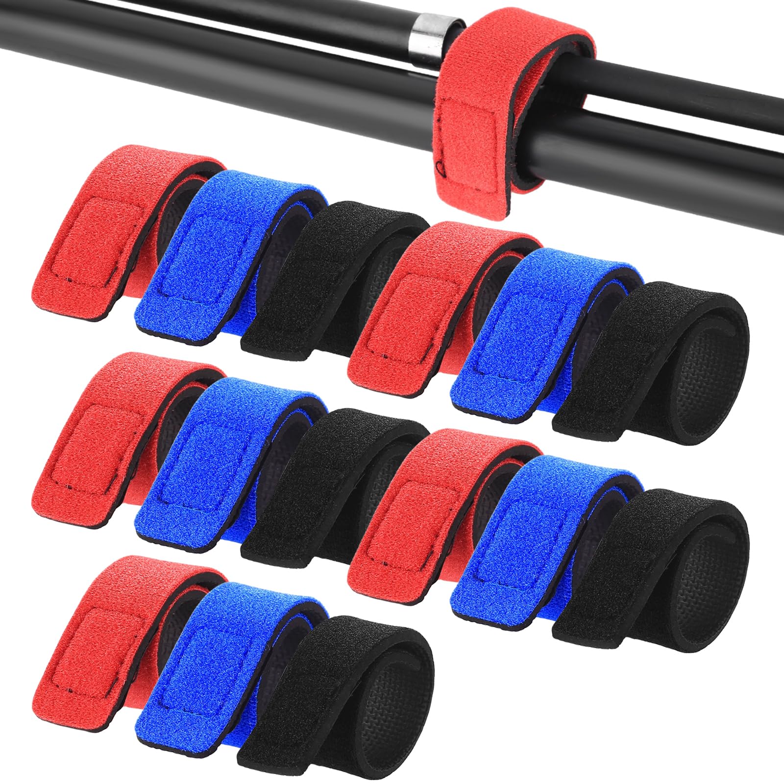15 Correas para Cañas de Pescar, Cinturón Elástico para Cañas, Juego de Bandas de Pesca con Velcro, Soporte para Cañas de Pescar, Correas de Fijación para Transporte y Almacenaje