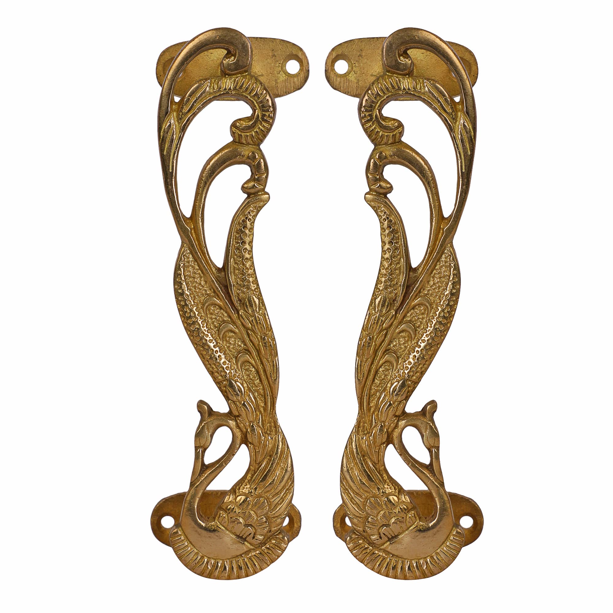 Wonderlist Handicrafts Peacock Indian Handmade Brass Décor Handle Pull Beautifully Handcrafted Design Brass Door Handle Pull (Peacock)