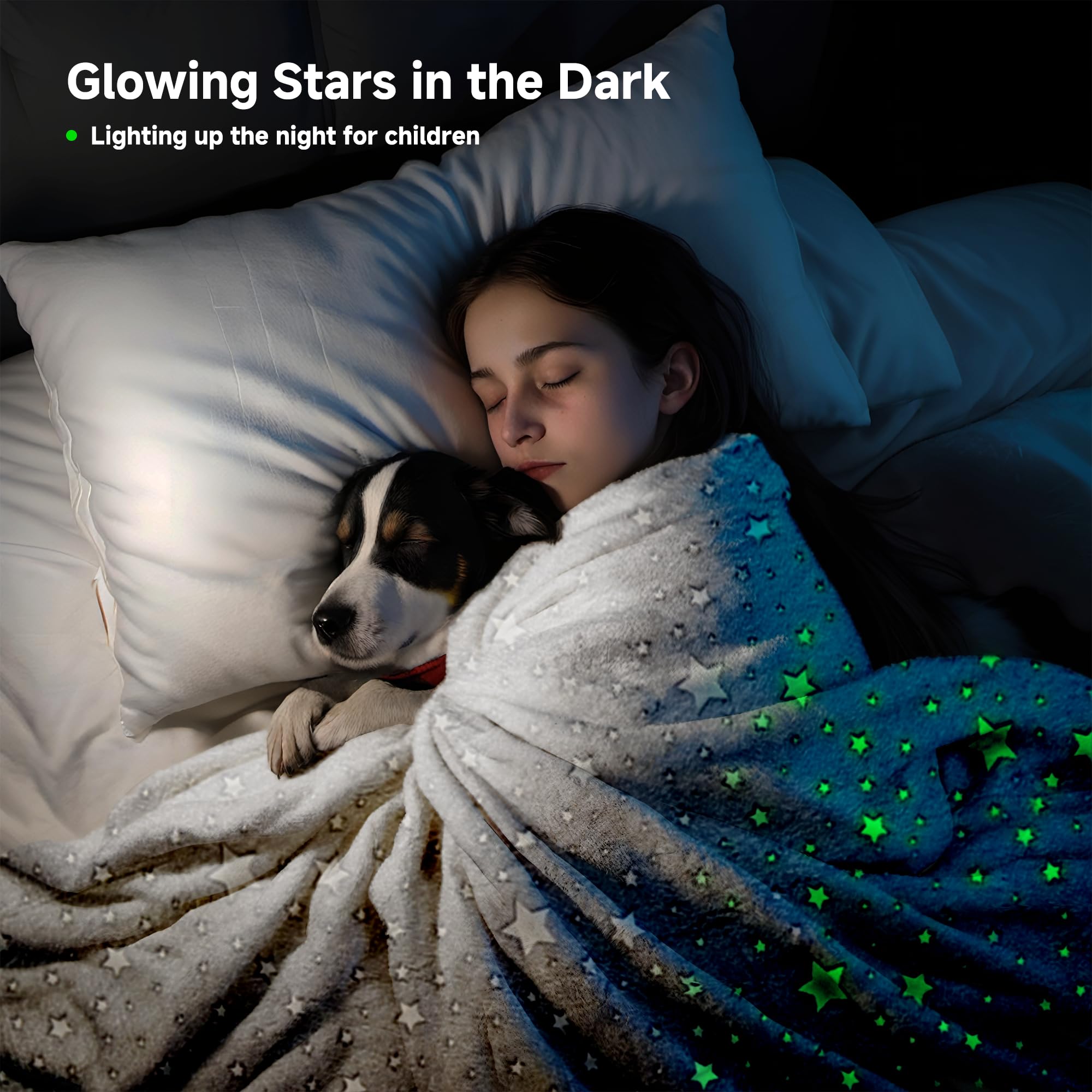 ALLINCOZY Glow in The Dark Stars Throw Blanket for Kids Boys Girls, Gray Throw Blanket Birthday Gift Room Decor (50''x60'')