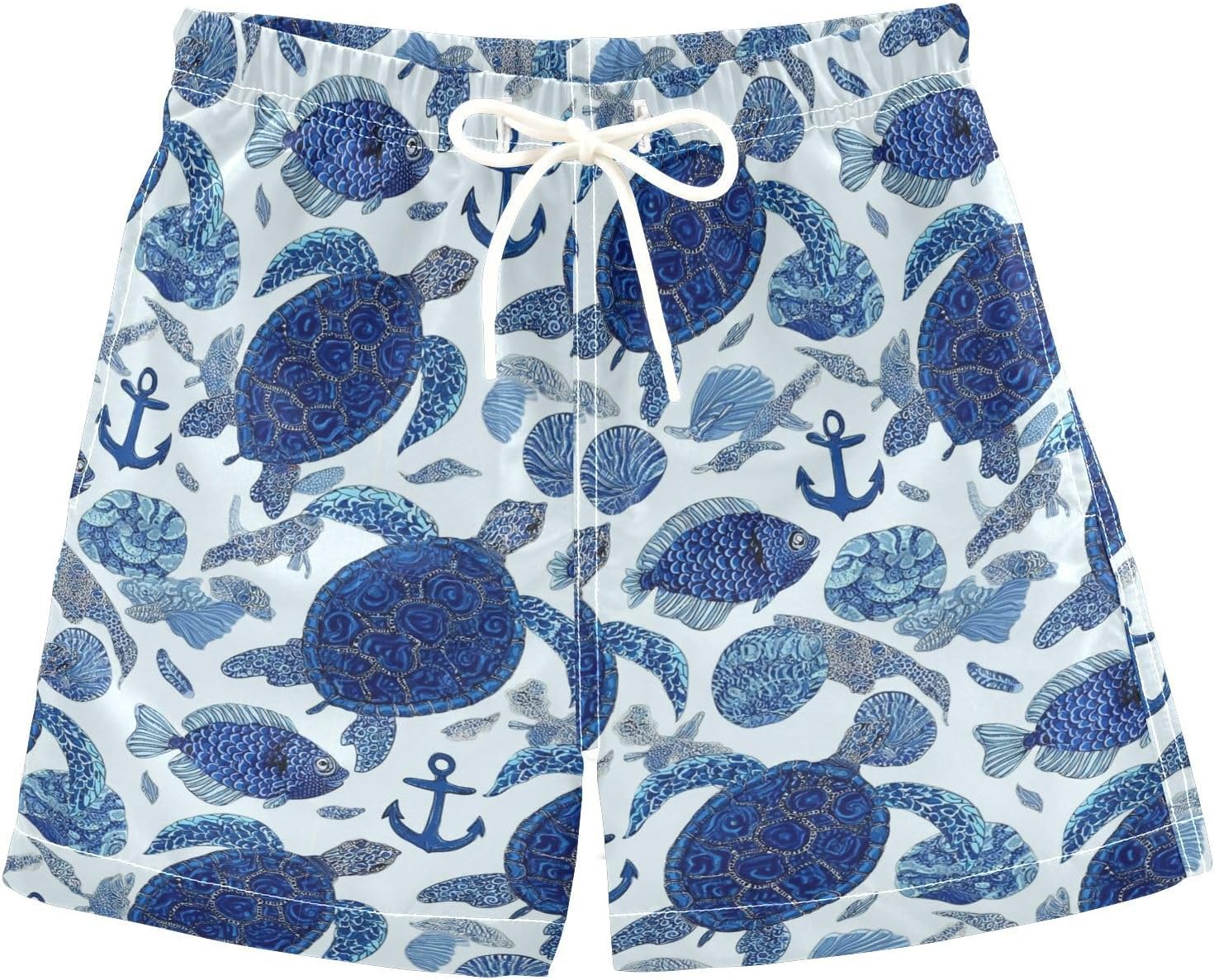 Marine Drawing Turtle Boys Swim Trunks Baby Kids Ship Anchor Swimwear Summer Toddler Beach Board Shorts Bathing Suit 2T
