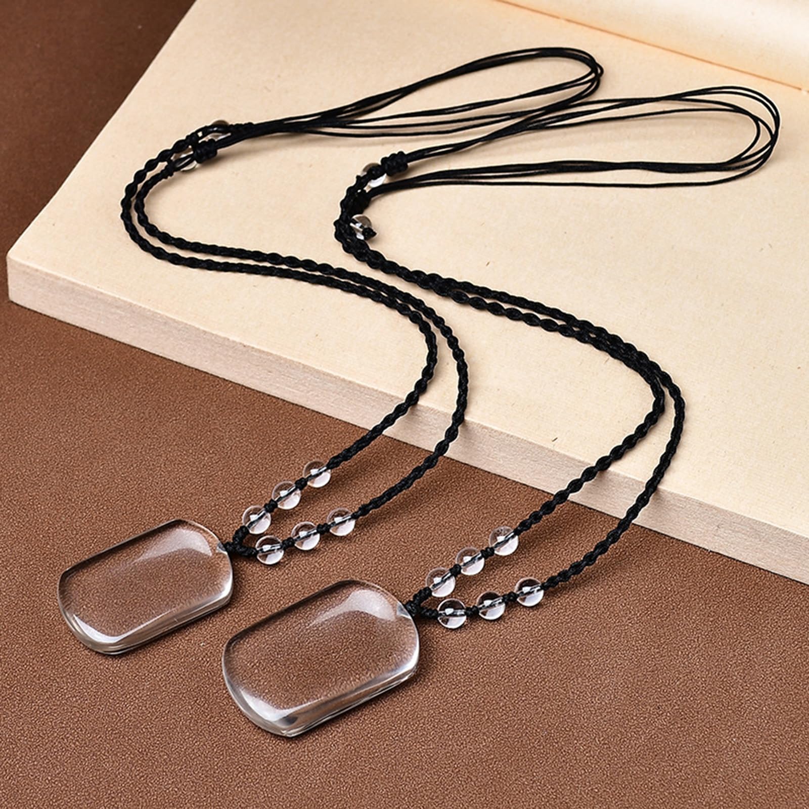 Collar con Colgante Rectangular de Cuarzo Transparente Natural – Collar de Piedra de Cristal para Mujeres y Hombres, joyería de Cuarzo Reiki para protección,40.5 * 26.4 * 8.7mm
