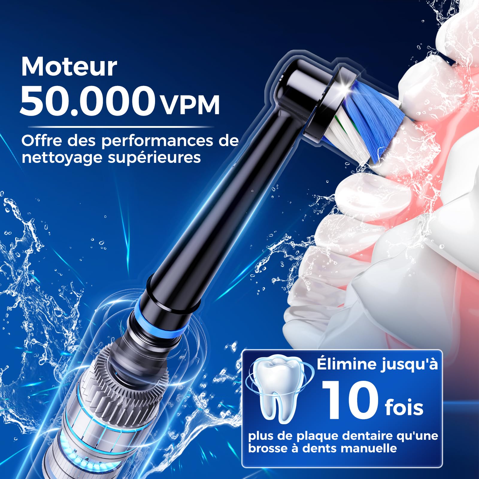 Brosse à Dents Électrique Rotative 2 Pièces Noir + Blanc, Pour Adultes et Enfant, 3 Intensités 5 Modes, Brosse à Dent Électrique avec 12 Têtes de Brosse, 2 Étuis de Voyage, Batterie 120 Jours