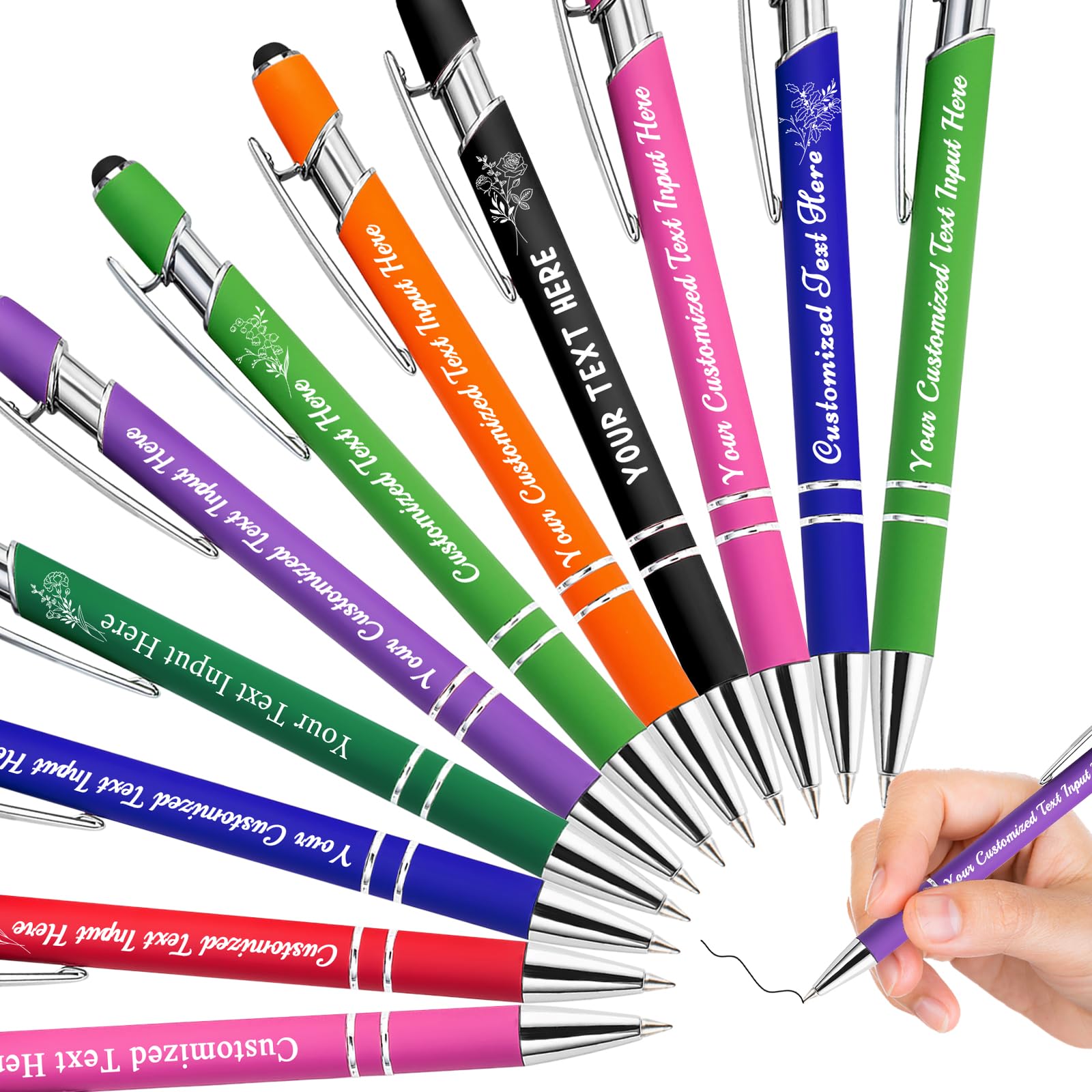 ShAxzHen Personalised Pens with Name Custom Ballpoint Pens Bulk Customised Engraved Pen Stylus for Business Graduation Black Ink Advertising Office Gifts Assorted 48 PCS — image 1