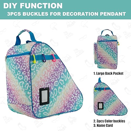 Miniatura 5 de HEXIFUL Bolsa de patinaje para llevar patines de hielo, patines en línea, patines y patines cuádruples tanto para niños como para adultos