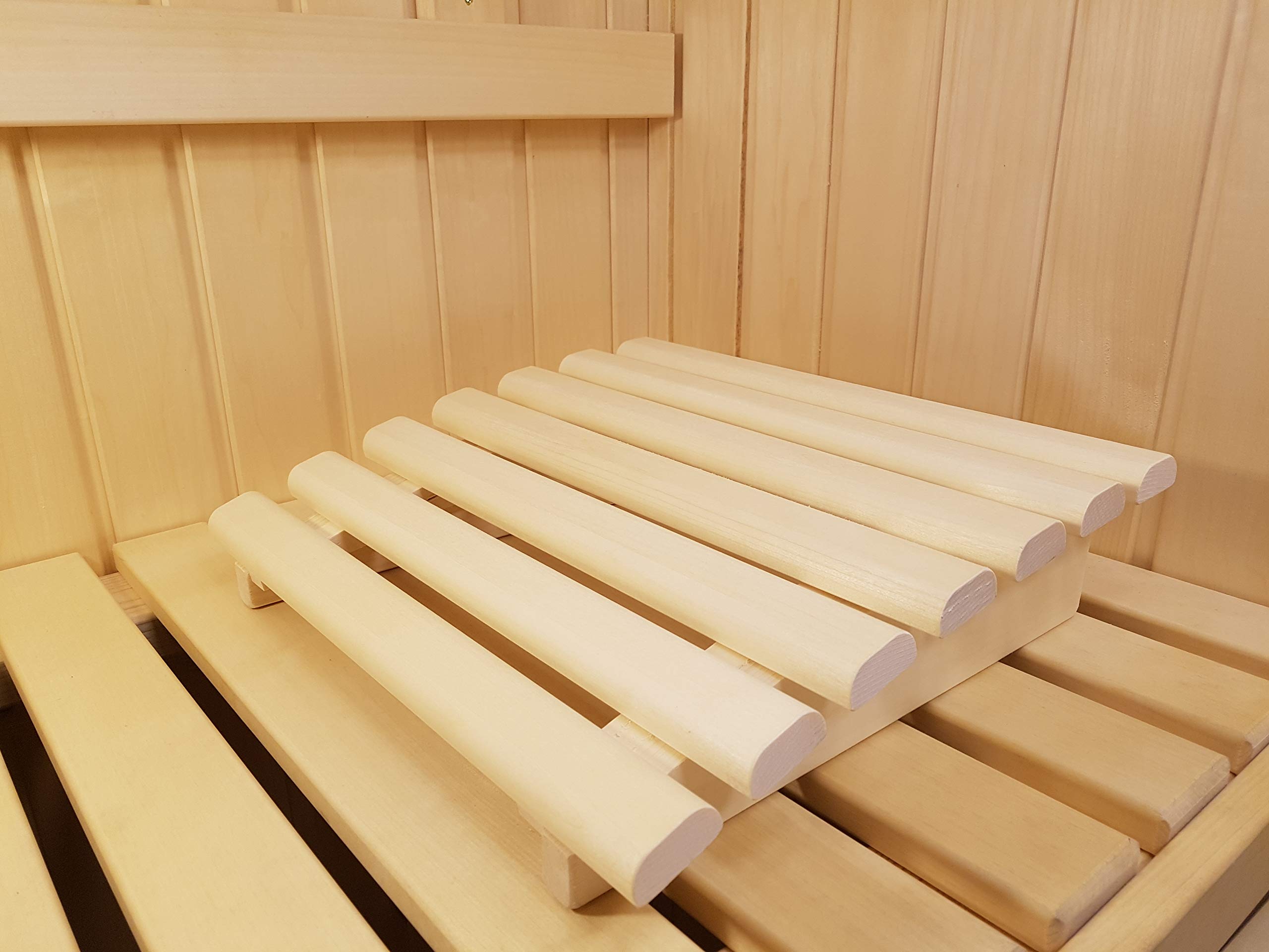 Sauna Kopfstütze J-008 Saunakopfstütze Nackenstütze Beinauflage Rückenlehne Rückenstütze Saunazubehör Espenholz kein Nadelholz daher ohne Harz und nur wenig wärmeleitend
