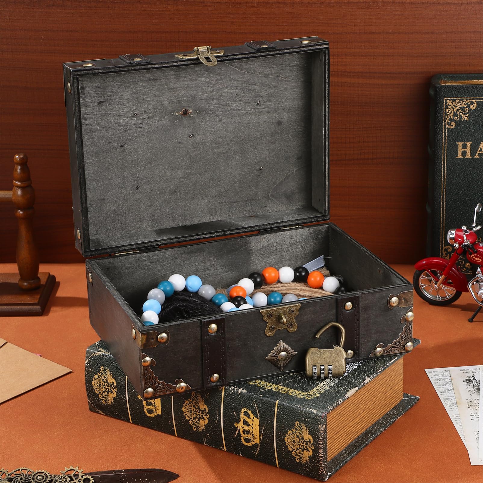 SOIMISS Vintage-schmuckschatulle Für Damen Abschließbares Schmuckkästchen Mit Zahlenschloss Ästhetische Schmuckaufbewahrung Aus Verbundmaterial Schmuckorganizer Für Schreibtisch Stauraum f