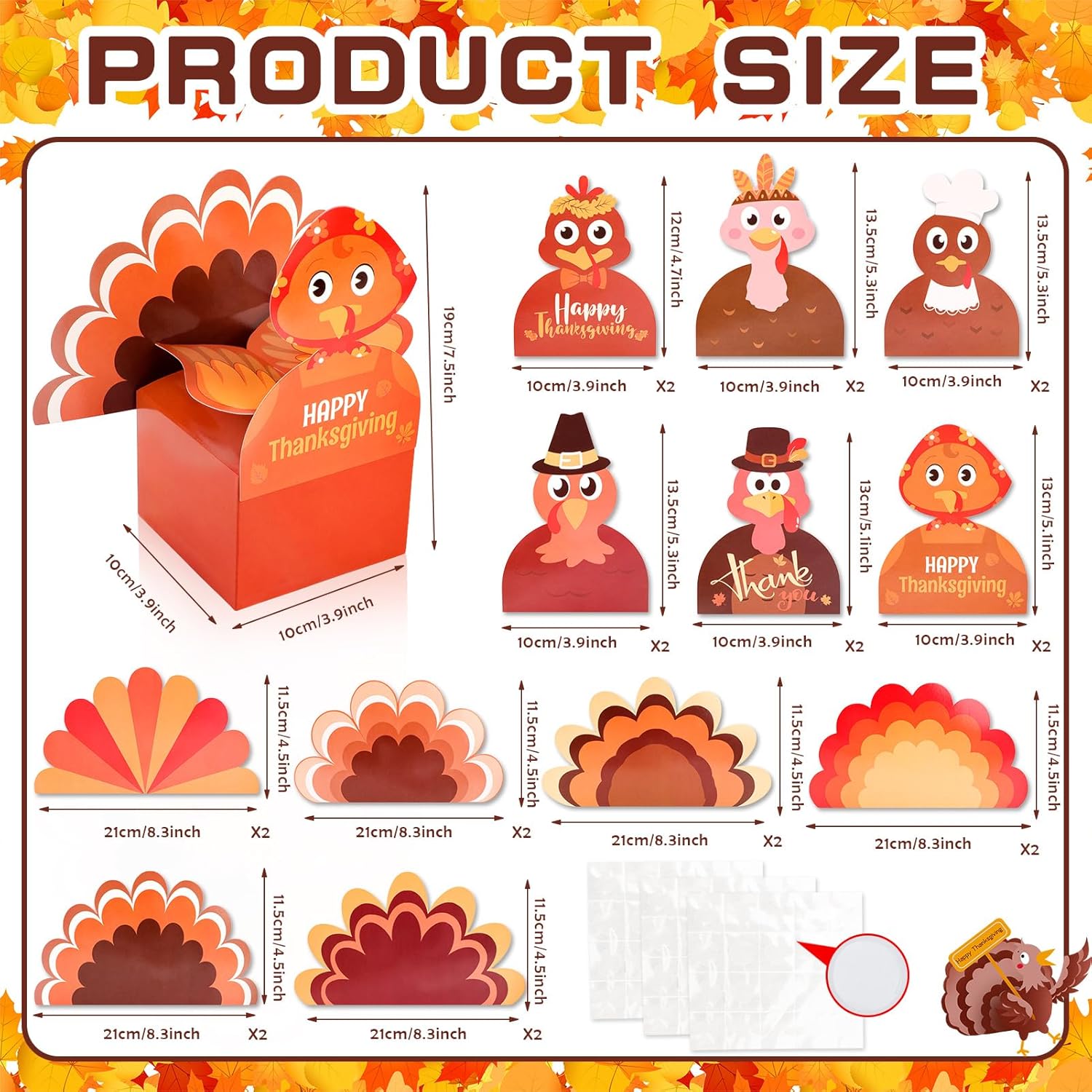 HOWAF 12 Pcs Thanksgiving 3D Turkey Candy Boxes Happy Thanksgiving Party Decoration Gift Boxes Funny Thankful Turkey Treat Boxes Goodie Boxes for Thanksgiving Day Party Decor Supplies Table Centerpiece - Image 2