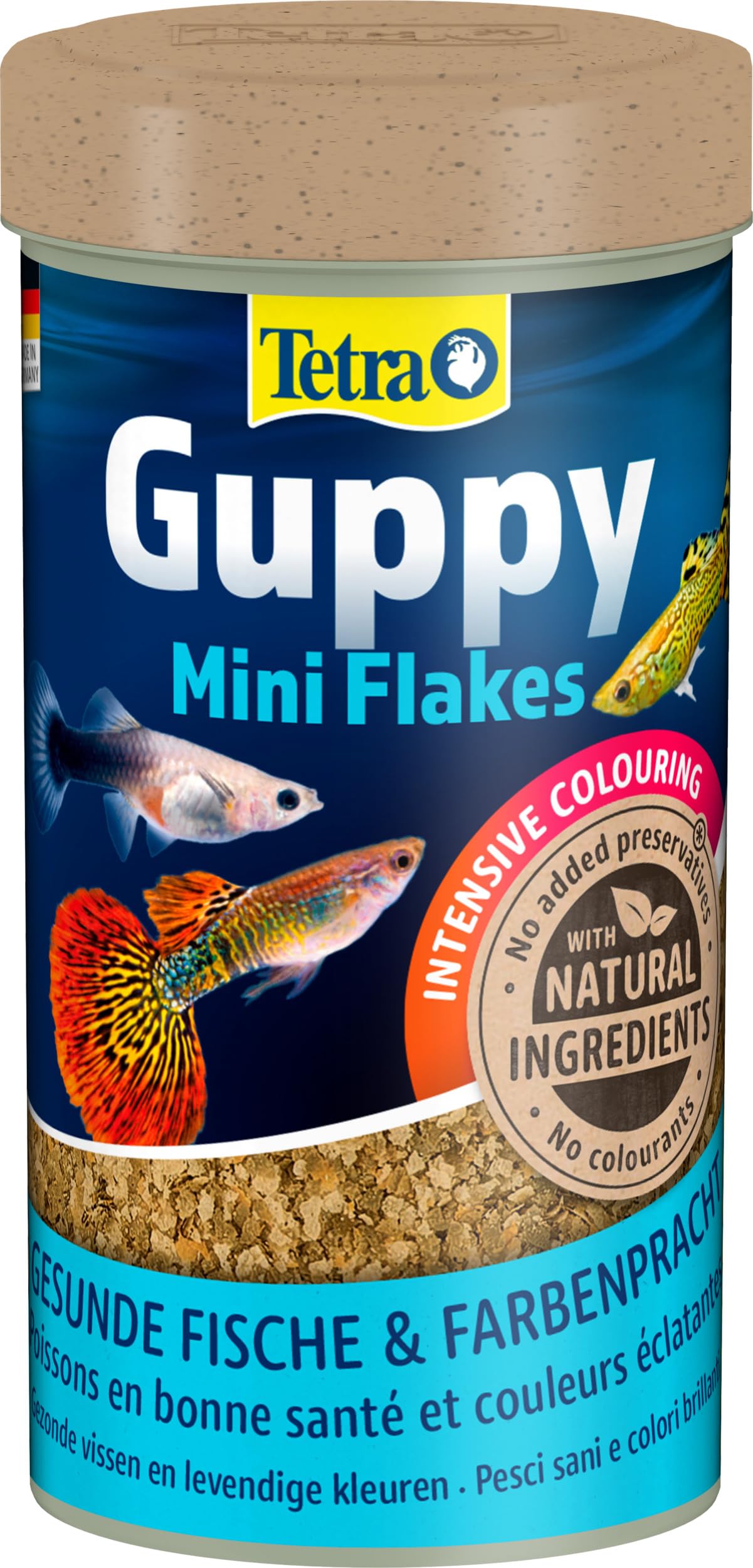 Tetra Guppy Mini Flakes - comida equilibrada y rica en nutrientes para guppys, lata 250 ml