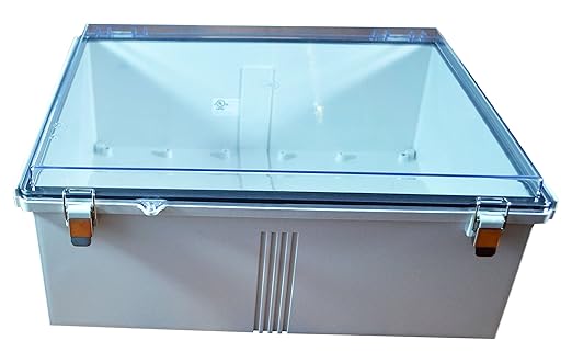 BUD Industries PTQ11076C PC 10 Percent Fiberglass Hinged Enclosure and Clear Cover, Grey