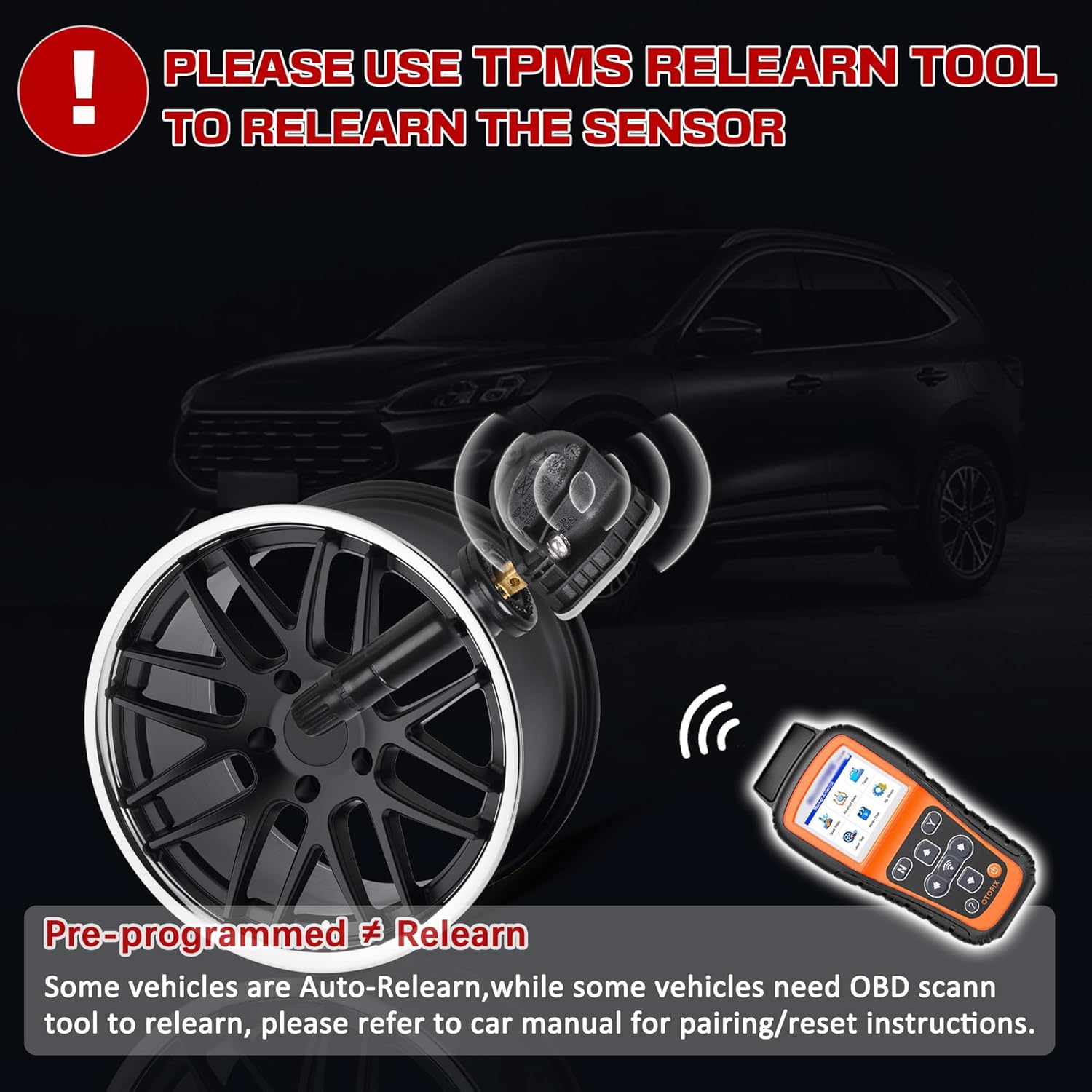 RLP Set of 4 TPMS Tire Pressure Monitoring System Sensor 433MHz Compatible with Calillac, GMC, Malibu Silverado Impala Cruze,Regal Lacrosse Replace OE#13598773 13516165 13589601 13506028 13594222