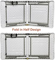 Vista 6 de FORUP Mesa plegable plegable de plástico plegable de 4 pies, mesa de campamento de comedor y fiesta de picnic