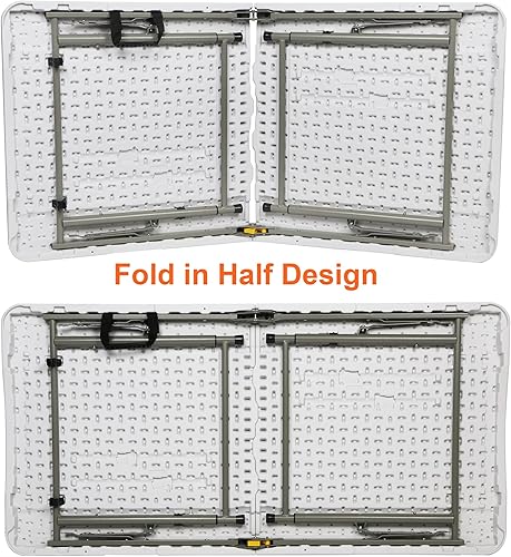 Miniatura 6 de FORUP Mesa plegable plegable de plástico plegable de 4 pies, mesa de campamento de comedor y fiesta de picnic