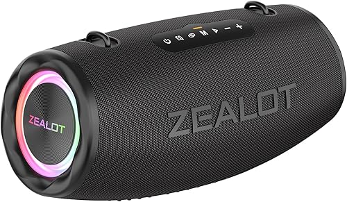 Miniatura 1 de ZEALOT Altavoz Bluetooth portátil de 80 W, sonido estéreo con graves profundos, IPX6 impermeable, luz LED, Bluetooth 5.2, altavoz interiorexterior