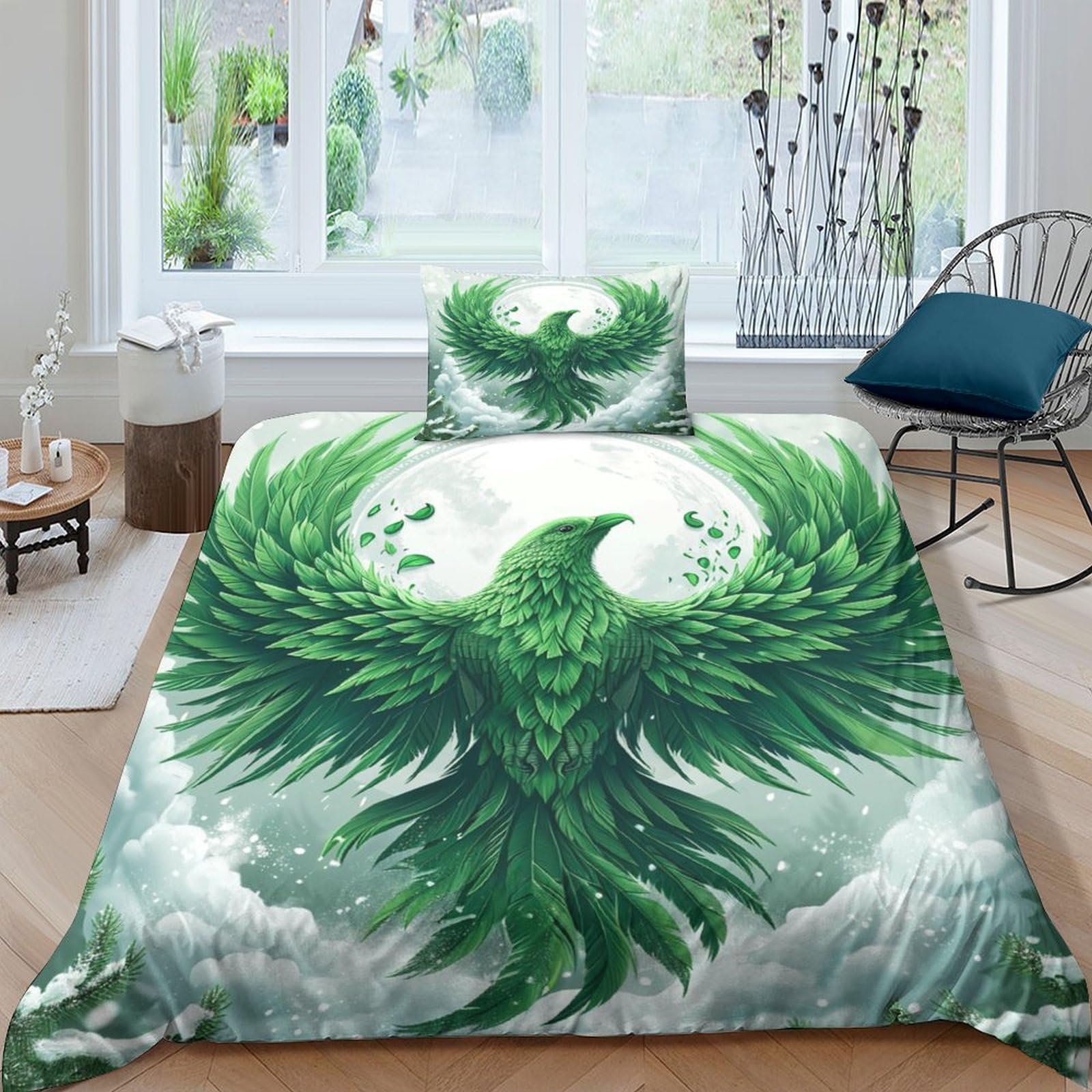 Housse de couette aigle 135x200 microfibre respirante et super douce pour lit simple