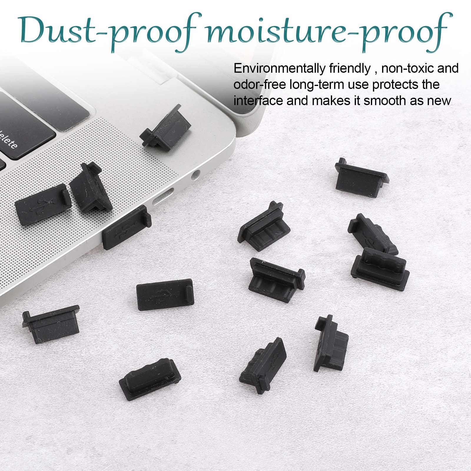 20 Tappi Antipolvere USB-A In Silicone - Protezione Per Porte USB Di Laptop E Desktop | Nero, Facili Da Inserire - Foto 9