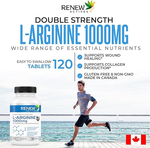 Miniatura 8 de Renew Actives Suplemento de L-arginina de 1000 mg para servir - Fuerza y resistencia, esencial para la síntesis de proteínas y la función muscular,