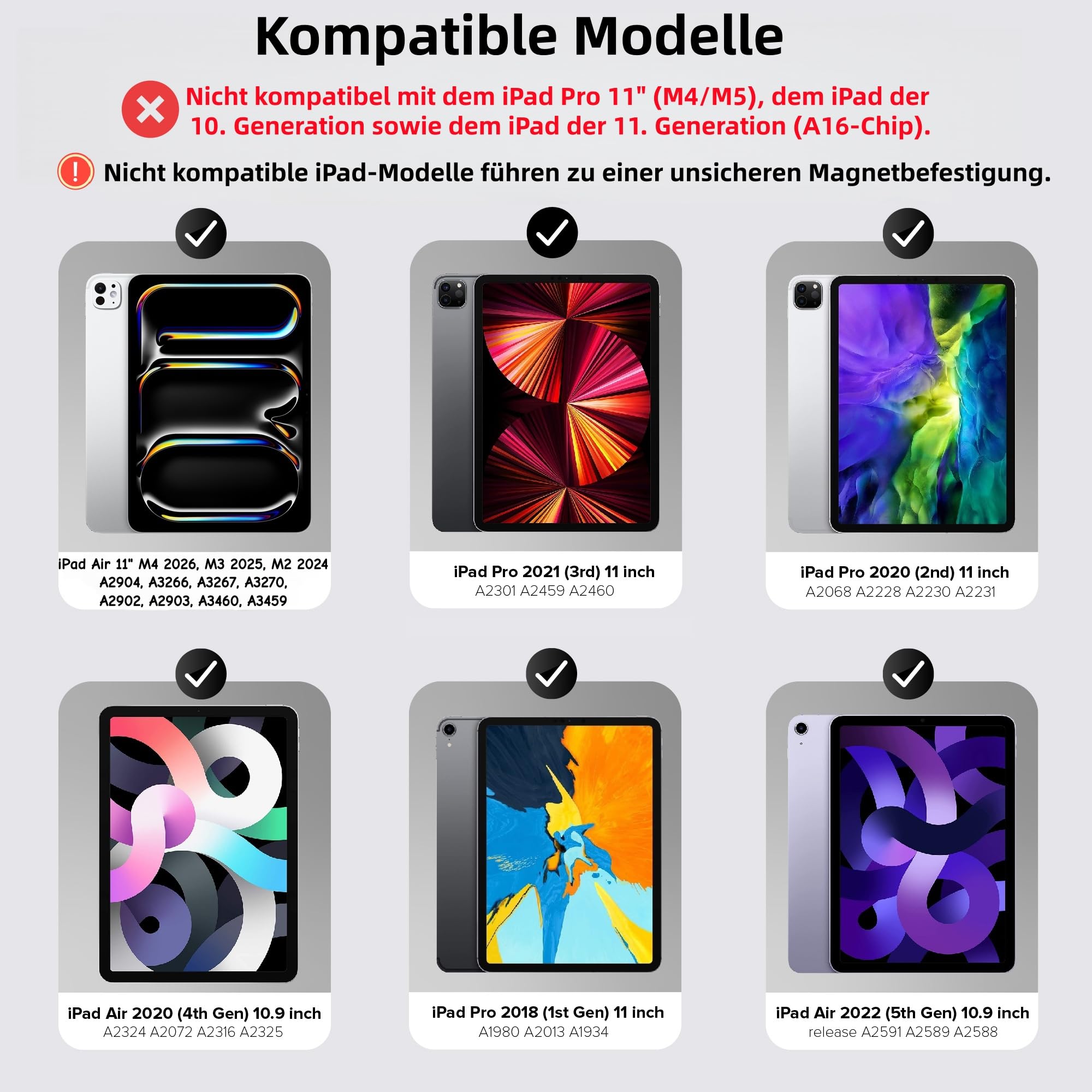 Magic Keyboard Case für iPad Air 11 Zoll (M4/M3/M2, 2026/2025/2024), Pro 11 (4./3./2./1. Gen) & Air 5./4. Gen 10,9", Magnetisches Tastaturgehäuse mit Trackpad, QWERTZ