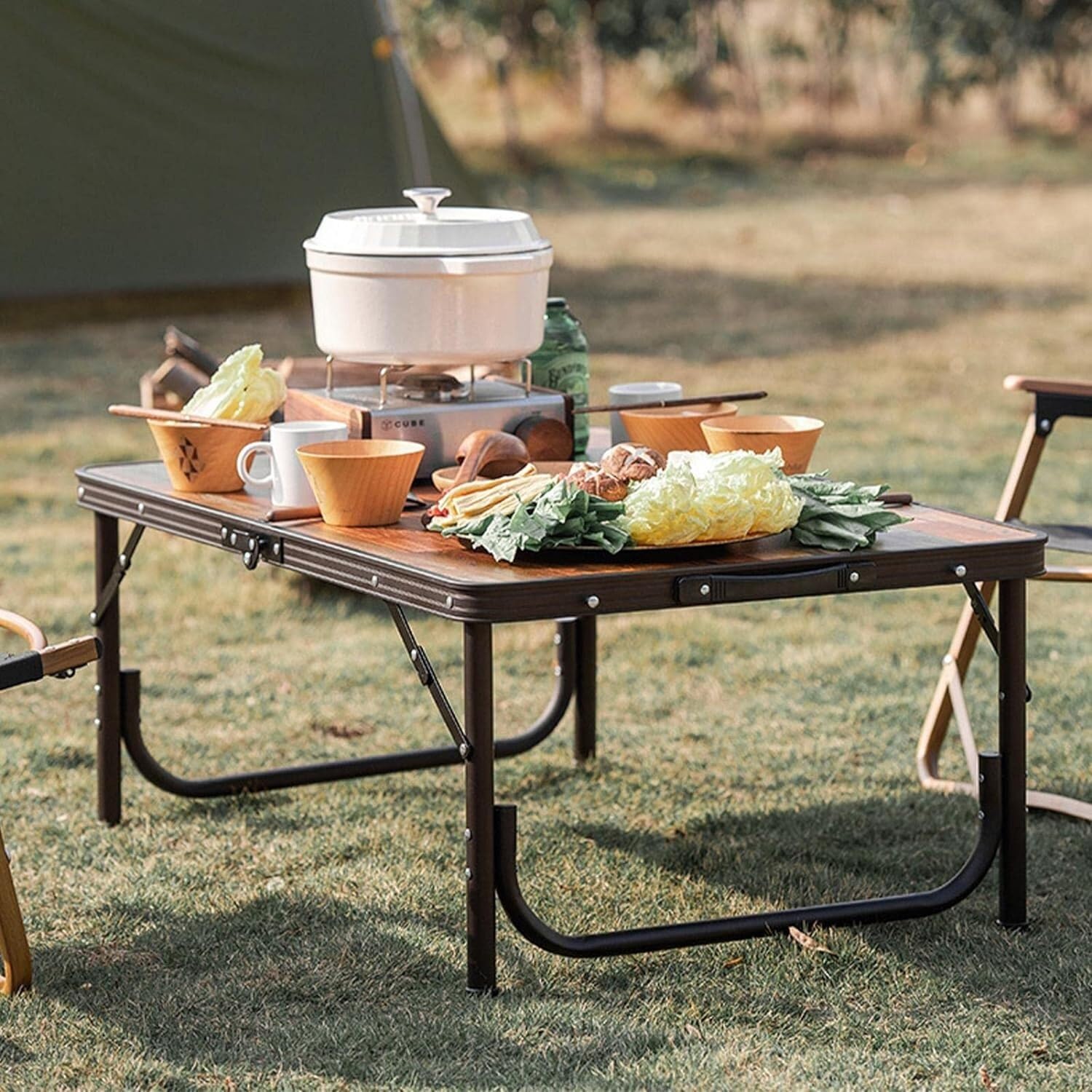 Großer Klapptisch Campingtisch Klapptisch Vintage Tische Zum Essen Einstellbare Höhe Camping Tisch Tragbarer Picknick Esstisch Leichter Klappkarte Tisch Griff Für Innen Außen 35,4*23,6*14,5 Küche, Haushalt & Wohnen