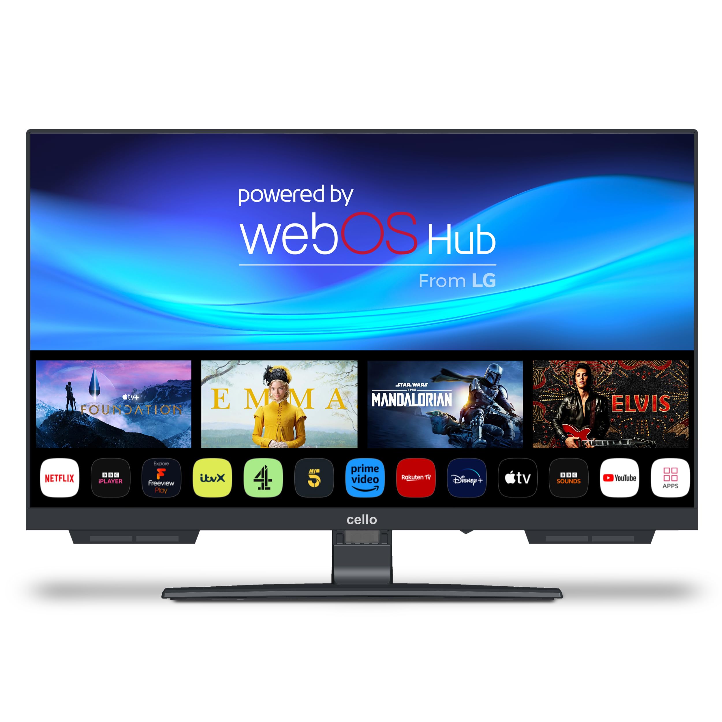 Cello Cello 24 inch Smart Frameless TV C2424WSH, Mains Powered, WebOS by LG, Freeview Play, FreeSat, Bluetooth, Pitch Perfect Speakers, UK Made, Ideal for Kitchen, Bedroom or Small Spaces