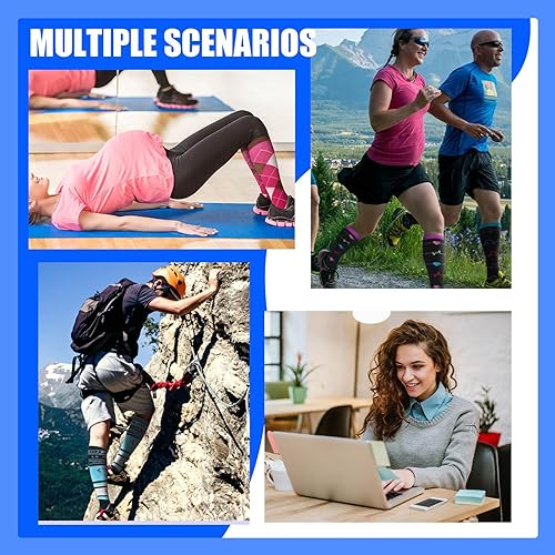 Miniatura 6 de HLTPRO - Calcetines de compresión para mujeres u hombres, 6 pares de calcetines de compresión de 20 a 30 mmHg para médicos o enfermeros o para correr