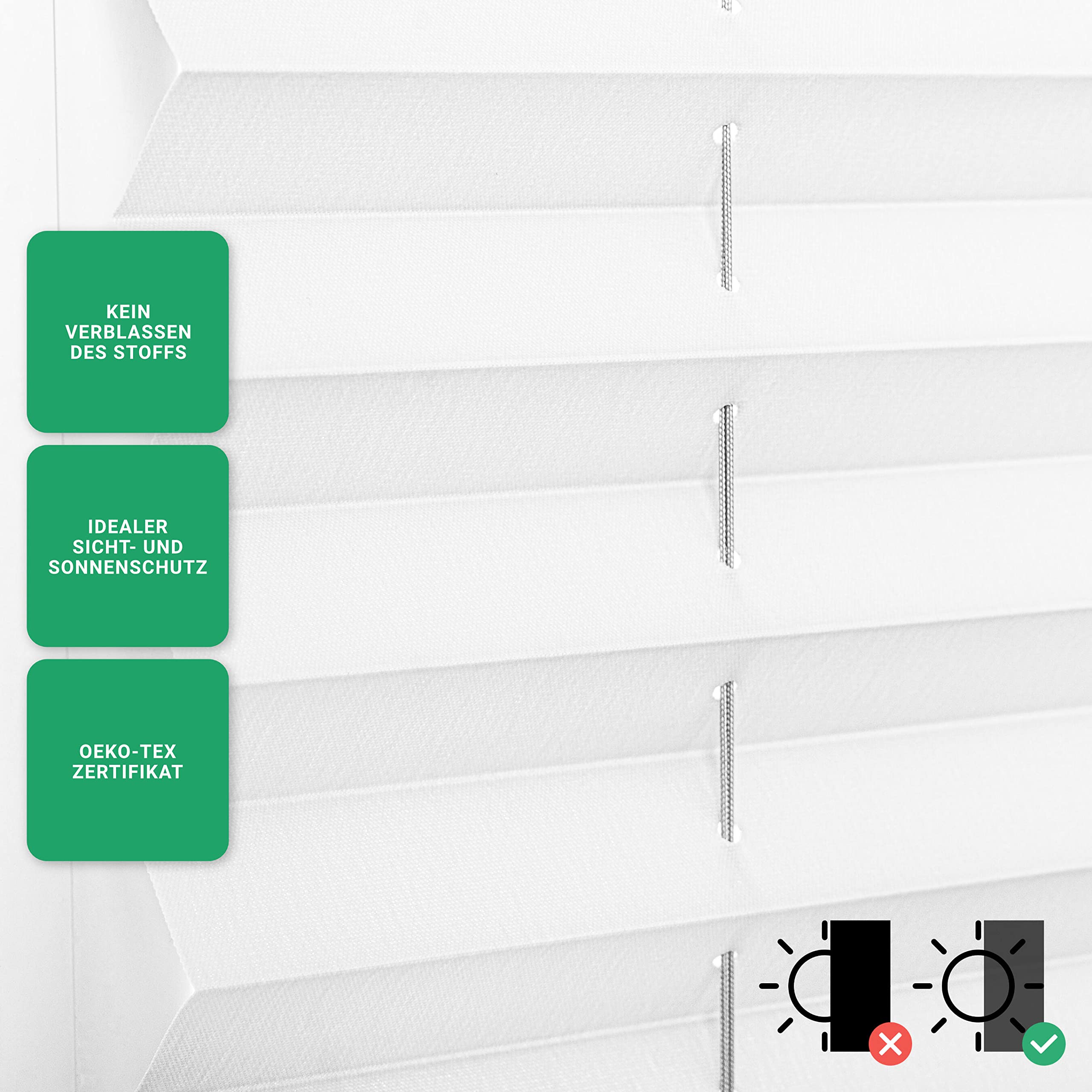 Estika Tenda plissettata su misura con foratura - larghezza 30-129 cm, altezza 150-230 cm - Collezione Premium, tessuto in 23 colori, profilo in 3 colori - per interni, per finestre