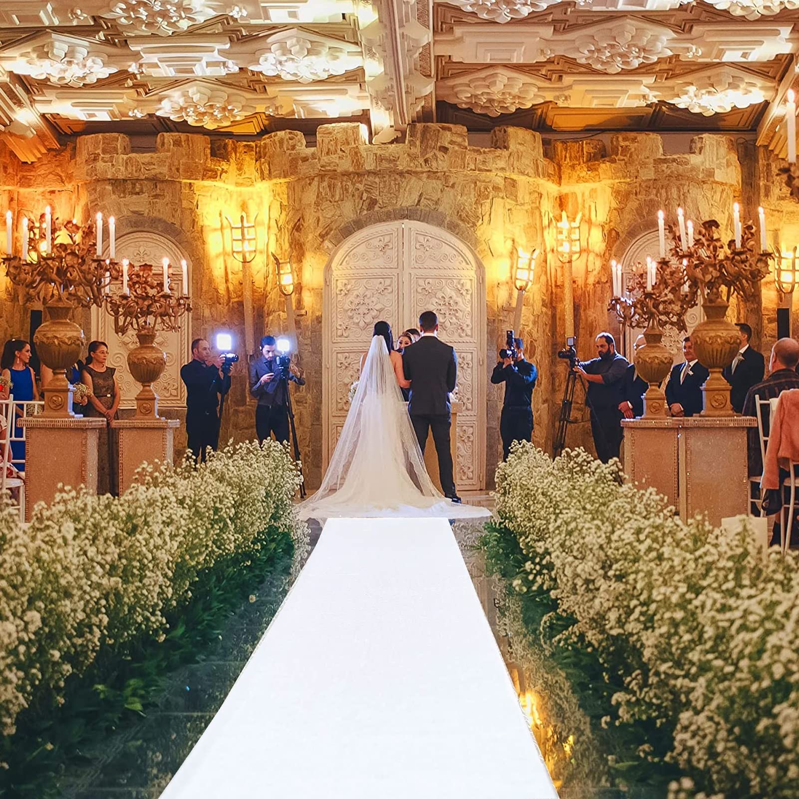 Hochzeitsteppich Läufer Weiß Gang Läufer Event Teppiche 10m 20m, 2mm Polyester Runway Teppich Rutschfeste Gehweg Bodenmatte für Hochzeitszeremonie Weihnachtsfeier Kirchendekorationen ( Size : 1x10m )