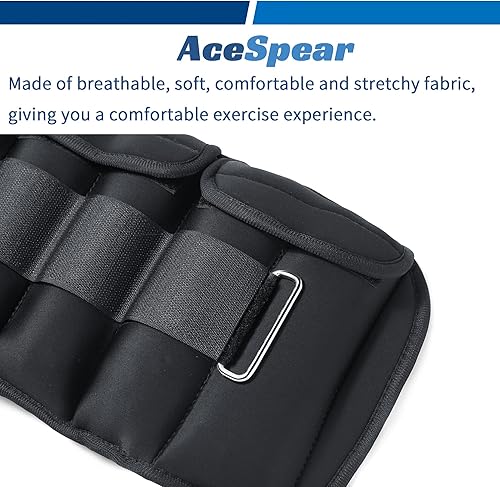 Miniatura 3 de AceSpear Pesas de tobillo ajustables para mujeres y hombres, 2 x 5 libras, 7 libras, peso de pierna, gimnasio para ejercicio de pies, entrenamiento