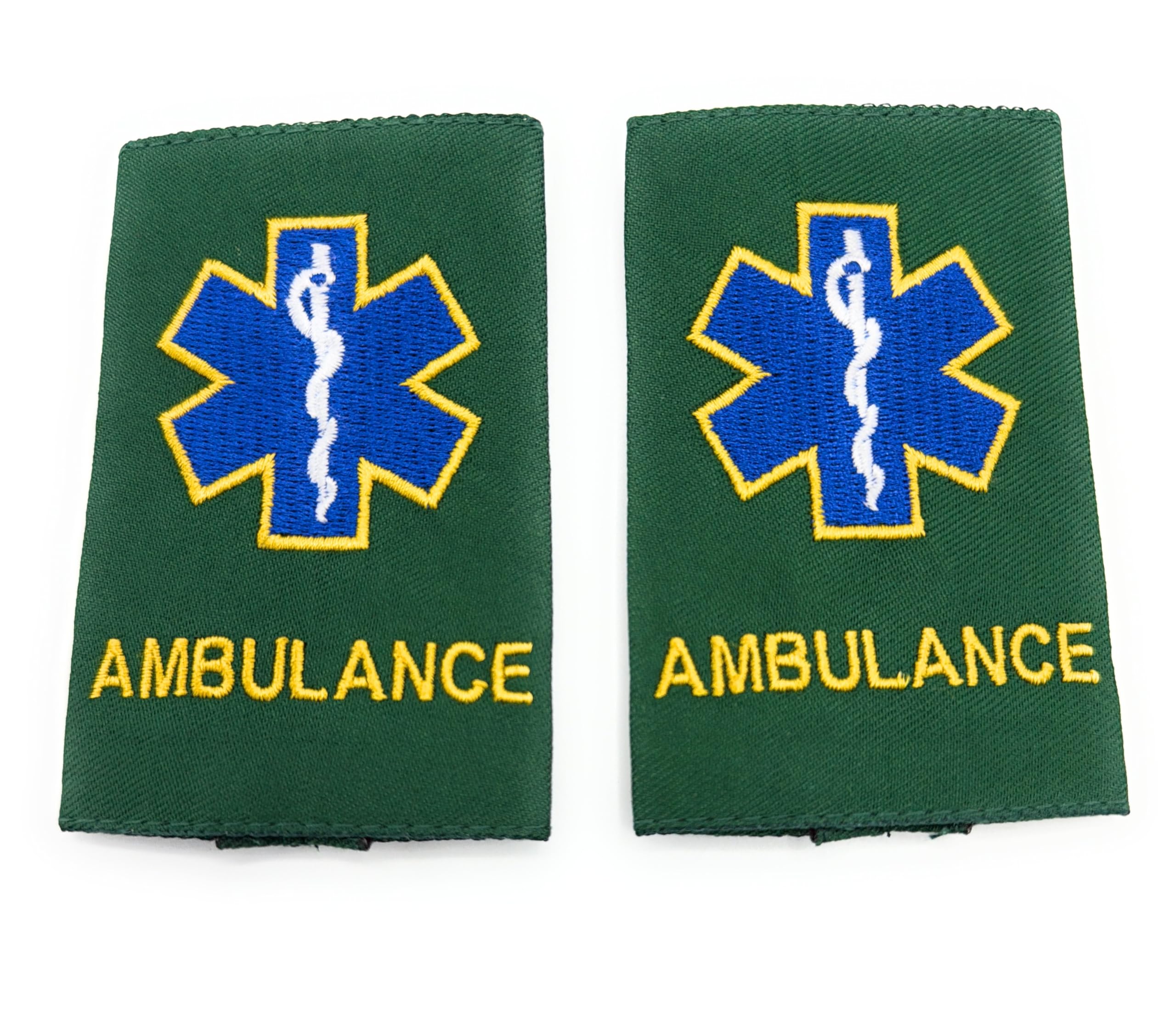 Uniform Store London Unisex Green Medical Epaulettes Healthcare Sliders On Ambulance